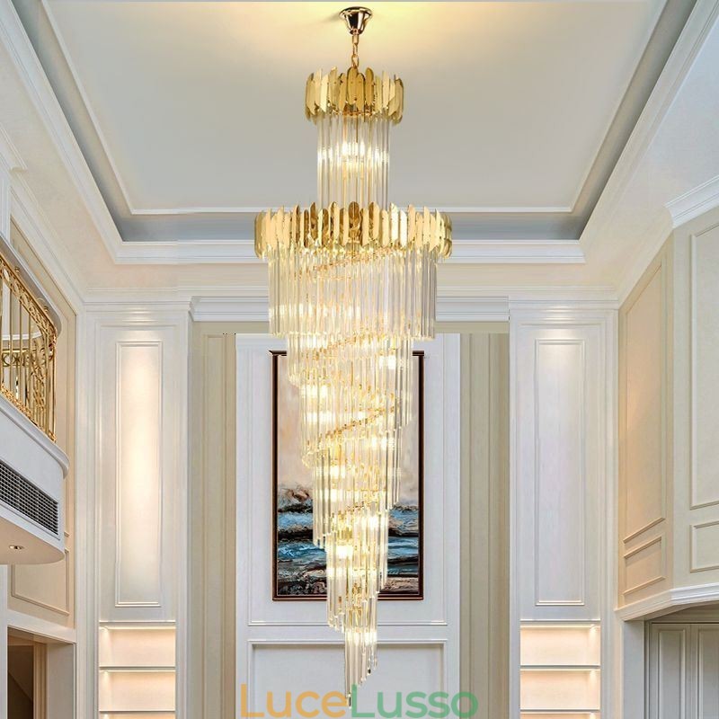 Lampada a sospensione europea Lampada a sospensione in cristallo Scale Foyer