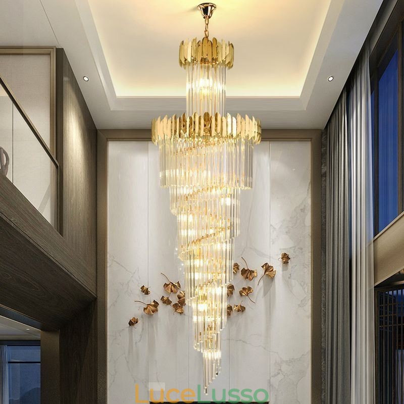 Lampada a sospensione europea Lampada a sospensione in cristallo Scale Foyer