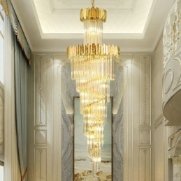 Lampada a sospensione europea Lampada a sospensione in cristallo Scale Foyer