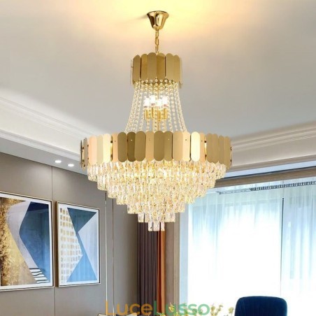 Lampada da soffitto moderna in cristallo dorato K9 Lampada da soffitto moderna in cristallo dorato K9