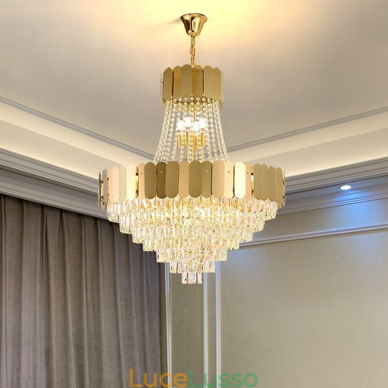 Lampada da soffitto moderna in cristallo dorato K9