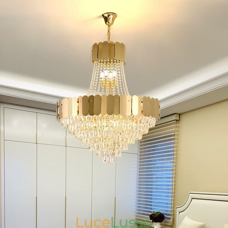 Lampada da soffitto moderna in cristallo dorato K9