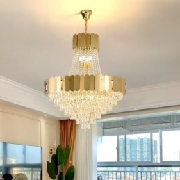 Lampada da soffitto moderna in cristallo dorato K9