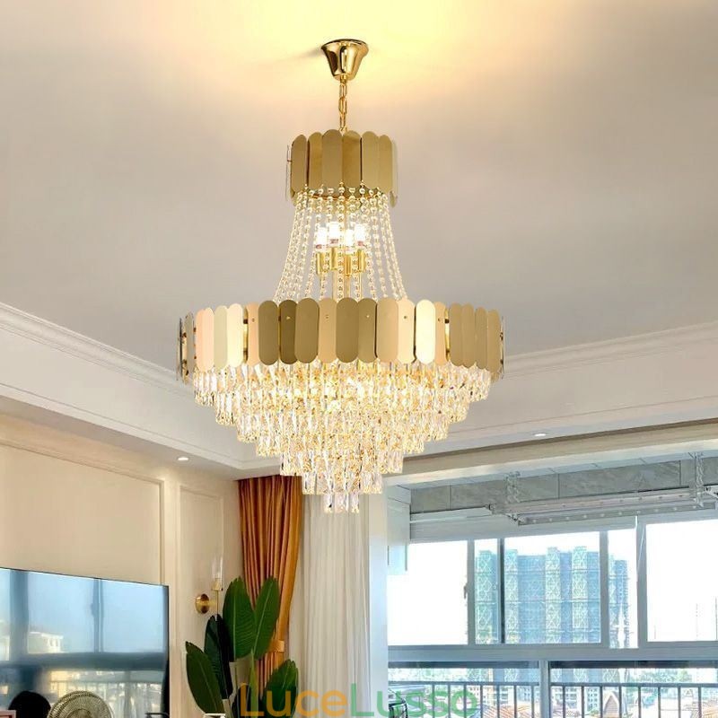 Lampada da soffitto moderna in cristallo dorato K9