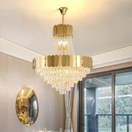 Lampada da soffitto moderna in cristallo dorato K9