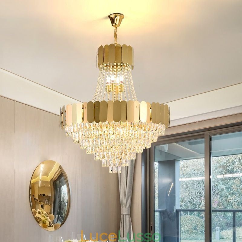 Lampada da soffitto moderna in cristallo dorato K9