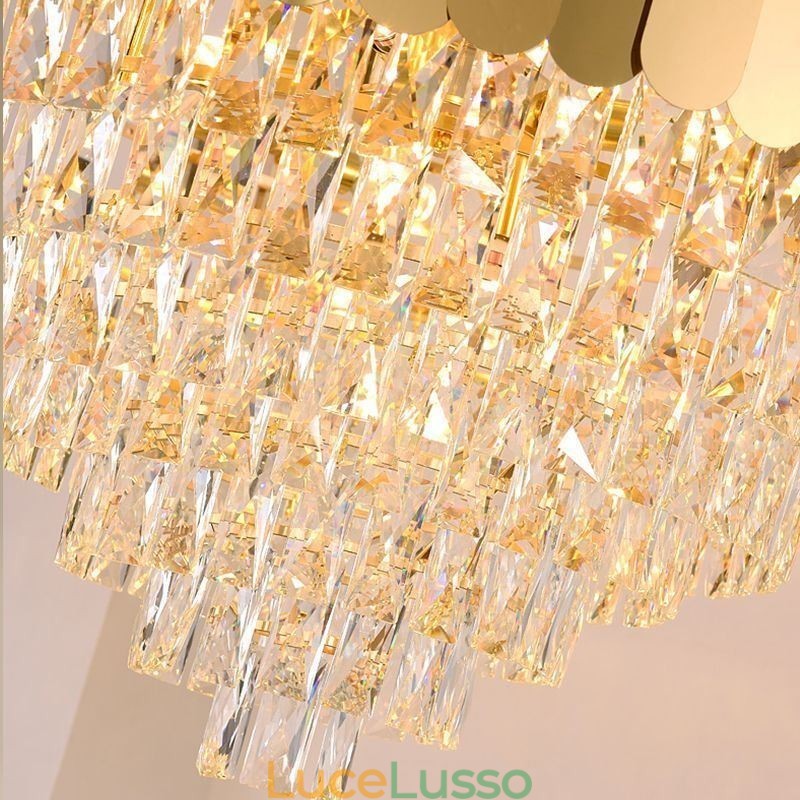Lampada da soffitto moderna in cristallo dorato K9