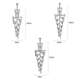 Lampada a sospensione europea in cristallo per soffitti alti e scale