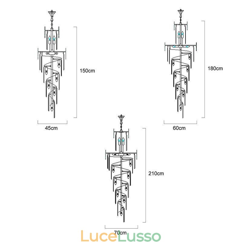 Lampada a sospensione europea in cristallo per soffitti alti e scale