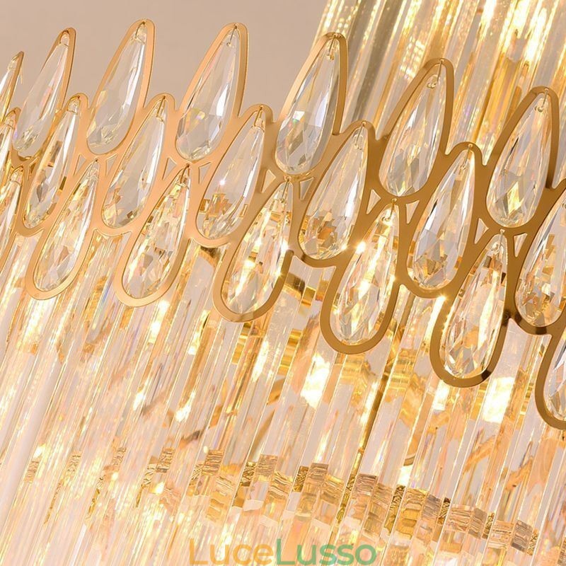 Lampada a sospensione europea in cristallo per soffitti alti e scale