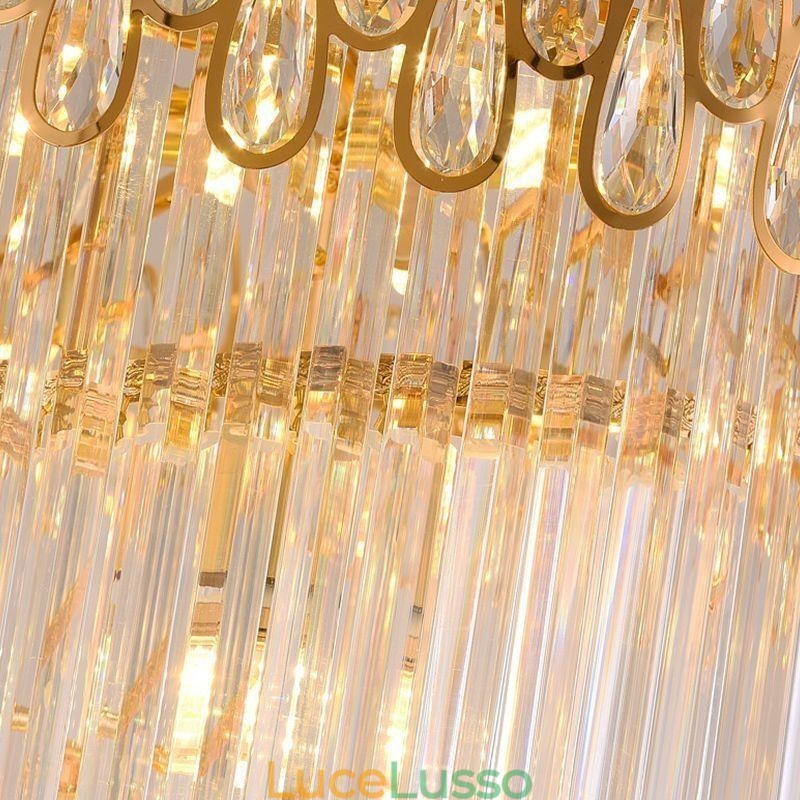Lampada a sospensione europea in cristallo per soffitti alti e scale