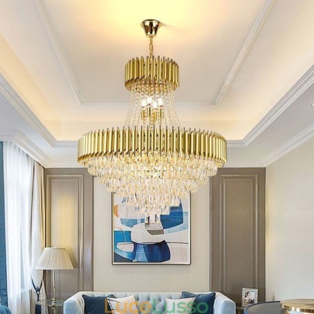 Moderna illuminazione a sospensione in cristallo Lampada da soffitto rotonda Luci sospese Moderna illuminazione a sospensione in cristallo Lampada da soffitto rotonda Luci sospese