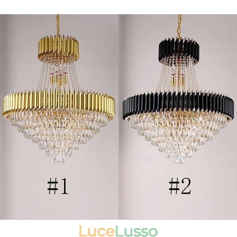 Moderna illuminazione a sospensione in cristallo Lampada da soffitto rotonda Luci sospese