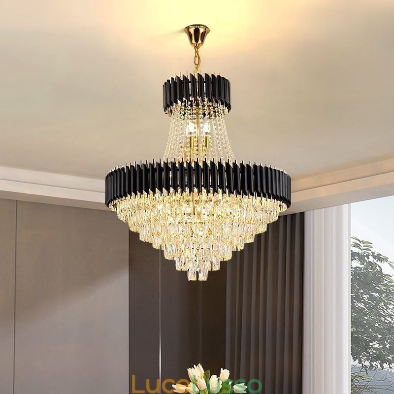 Moderna illuminazione a sospensione in cristallo Lampada da soffitto rotonda Luci sospese