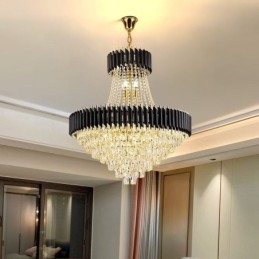 Moderna illuminazione a sospensione in cristallo Lampada da soffitto rotonda Luci sospese