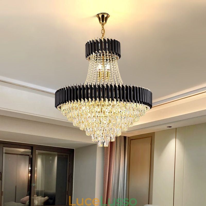 Moderna illuminazione a sospensione in cristallo Lampada da soffitto rotonda Luci sospese