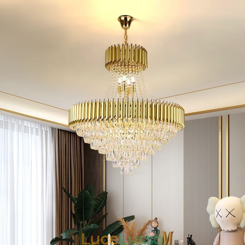 Moderna illuminazione a sospensione in cristallo Lampada da soffitto rotonda Luci sospese