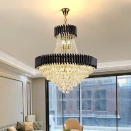Moderna illuminazione a sospensione in cristallo Lampada da soffitto rotonda Luci sospese