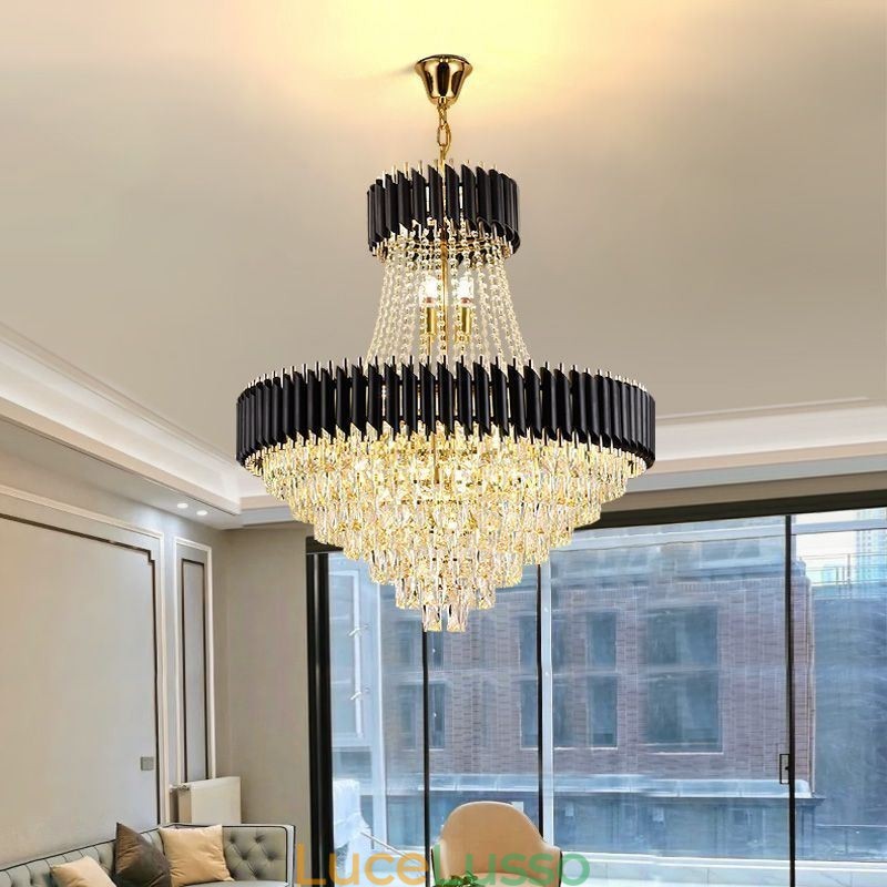 Moderna illuminazione a sospensione in cristallo Lampada da soffitto rotonda Luci sospese