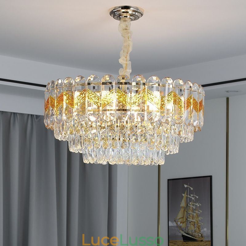 Lampada a sospensione di lusso Lampada da soffitto in cristallo 9 12 16 luci