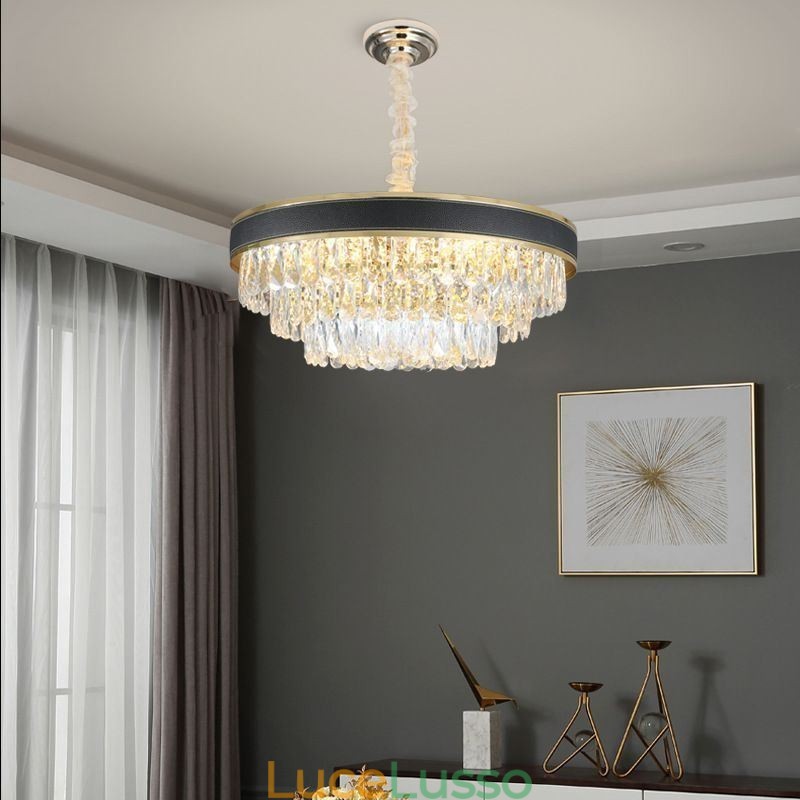 Lampada a sospensione moderna Lampada da soffitto in cristallo 9 12 16 luci