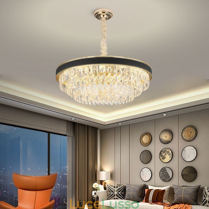 Lampada a sospensione moderna Lampada da soffitto in cristallo 9 12 16 luci