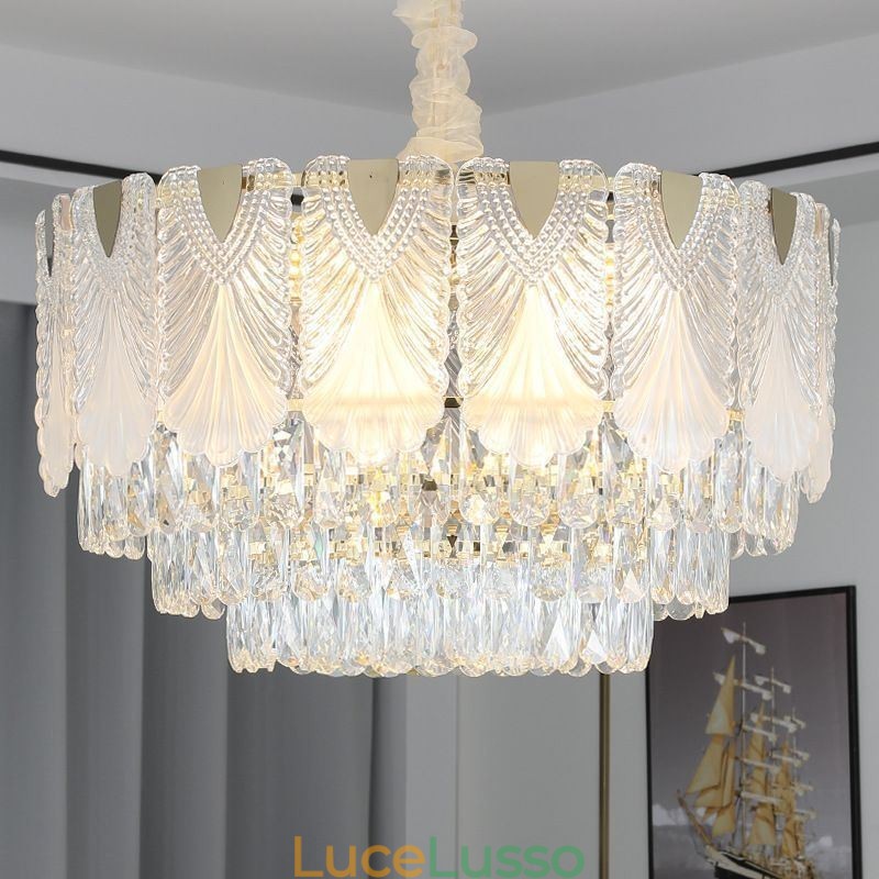 Lampada a sospensione in cristallo Lacy Round Apparecchio di illuminazione da soffitto