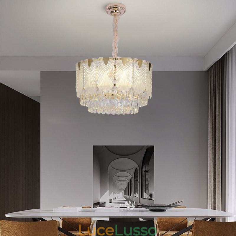 Lampada a sospensione in cristallo Lacy Round Apparecchio di illuminazione da soffitto