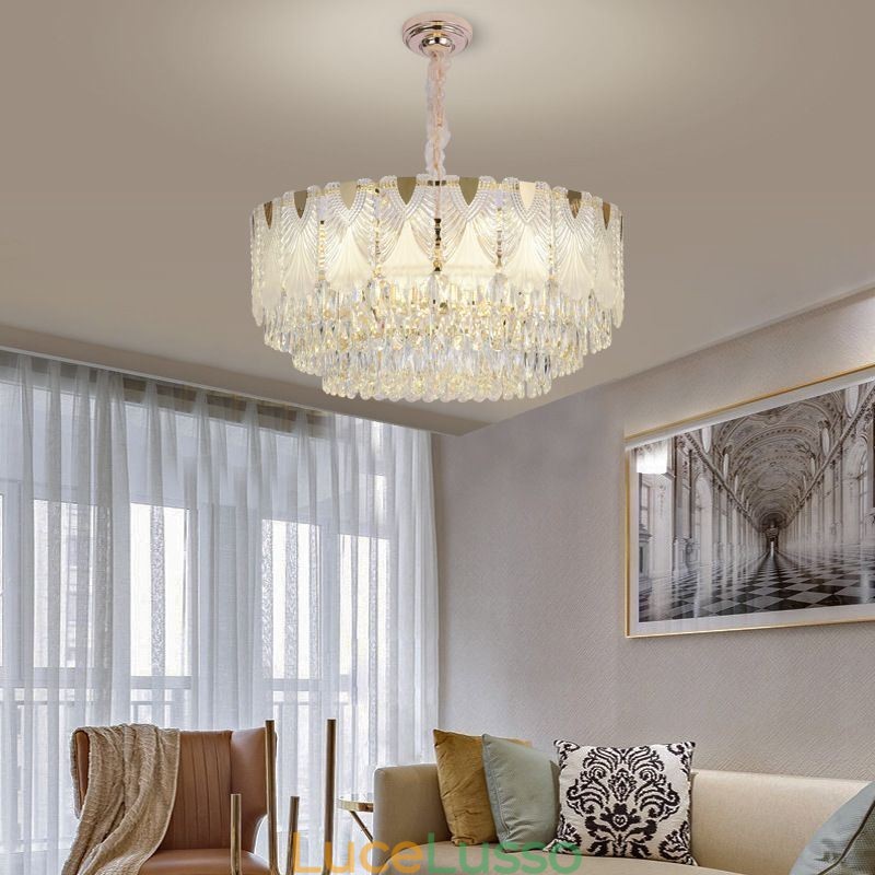Lampada a sospensione in cristallo Lacy Round Apparecchio di illuminazione da soffitto