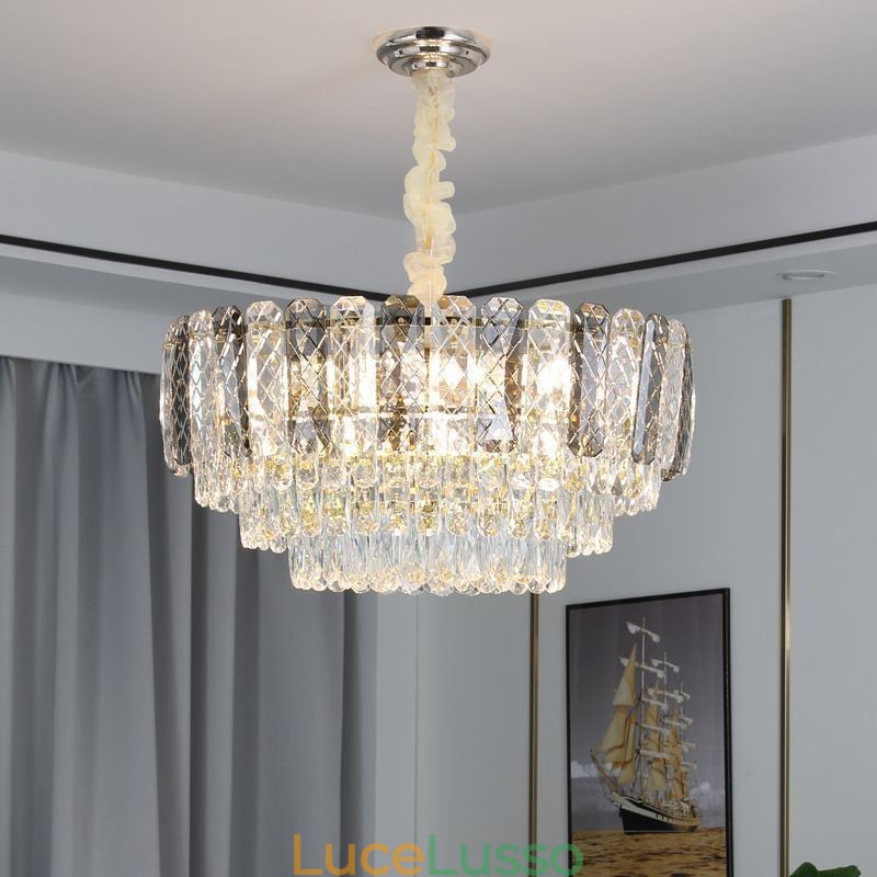 Lampada a sospensione europea in cristallo rotondo da soffitto