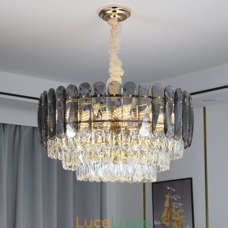 Lampada da soffitto con pendente in cristallo