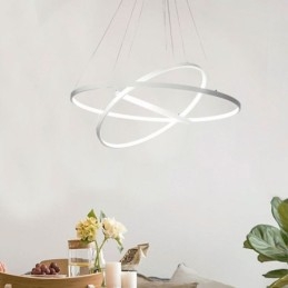 Lampada a sospensione moderna in alluminio nero con 3 anelli