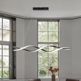 Moderna illuminazione a sospensione a forma di onda nera