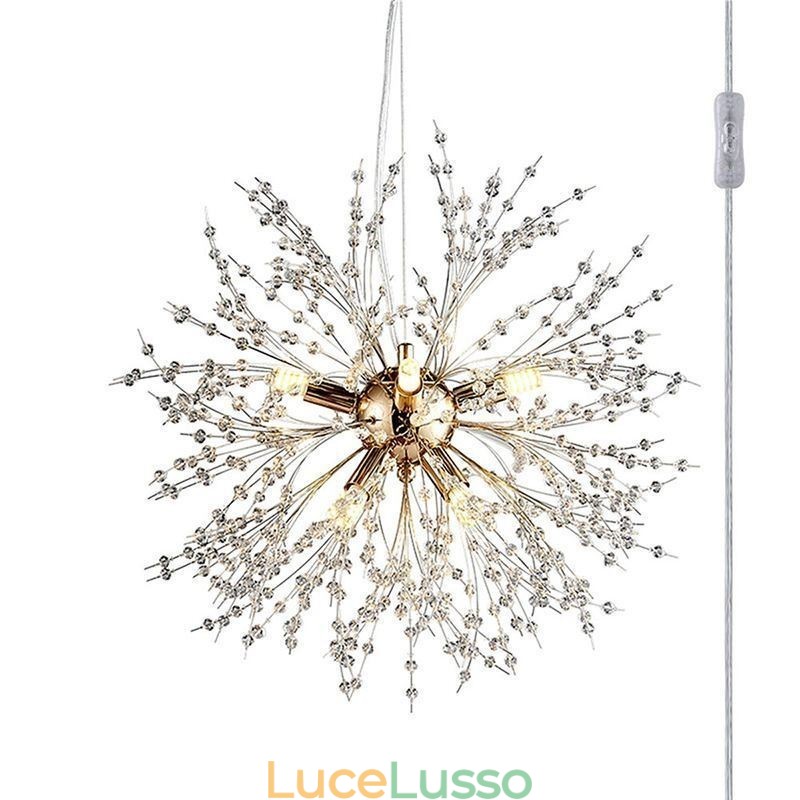 Lampadario a forma di fuoco d'artificio con 8 luci e luce pendente a forma di dente di leone
