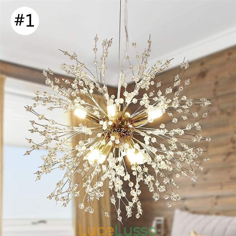 Lampadario a forma di fuoco d'artificio con 8 luci e luce pendente a forma di dente di leone
