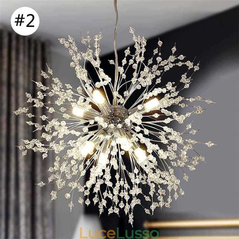 Lampadario a forma di fuoco d'artificio con 8 luci e luce pendente a forma di dente di leone