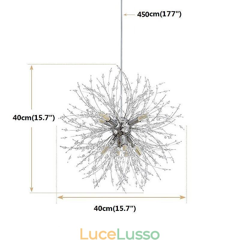 Lampadario a forma di fuoco d'artificio con 8 luci e luce pendente a forma di dente di leone