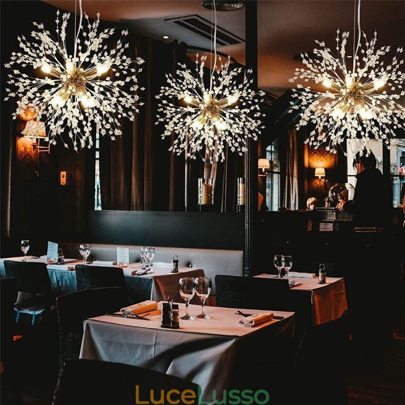 Lampadario a forma di fuoco d'artificio con 8 luci e luce pendente a forma di dente di leone