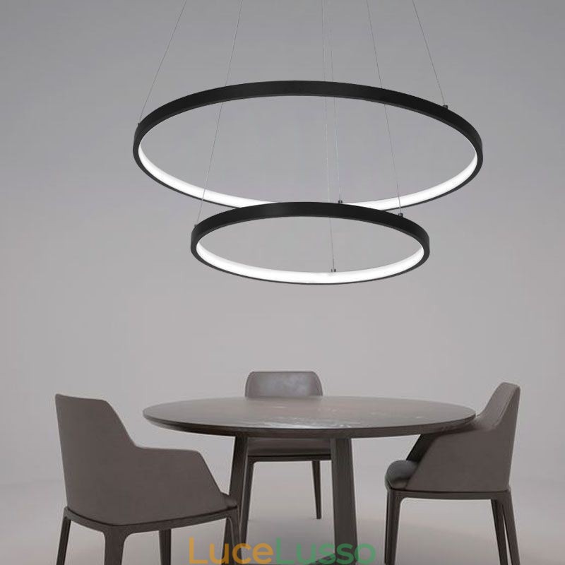 Moderna semplice lampada a sospensione in alluminio a doppio anello lampada a sospensione