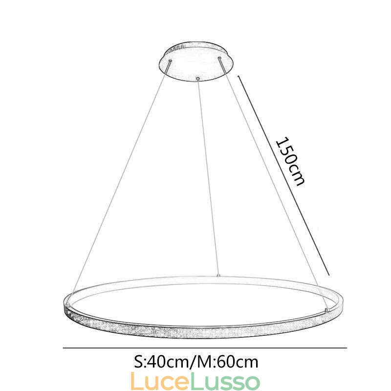 Lampada a sospensione in acrilico a forma di cerchio
