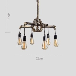 Lampadario a sospensione con tubo dell'acqua vintage industriale retrò a 6 luci, stile rustico country