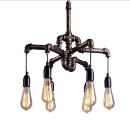 Lampadario a sospensione con tubo dell'acqua vintage industriale retrò a 6 luci, stile rustico country