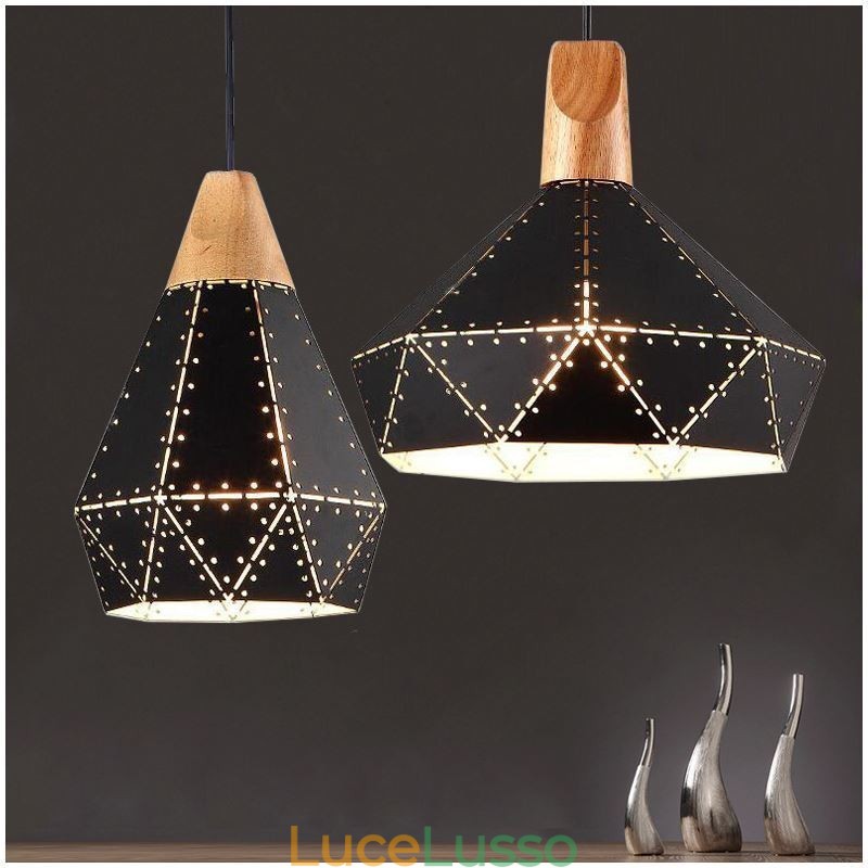 Lampada a sospensione retrò vintage industriale con paralume cavo