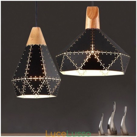 Lampada a sospensione retrò vintage industriale con paralume cavo Lampada a sospensione retrò vintage industriale con paralume cavo