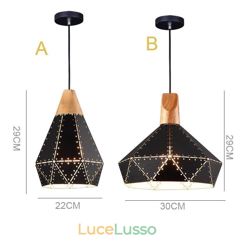 Lampada a sospensione retrò vintage industriale con paralume cavo