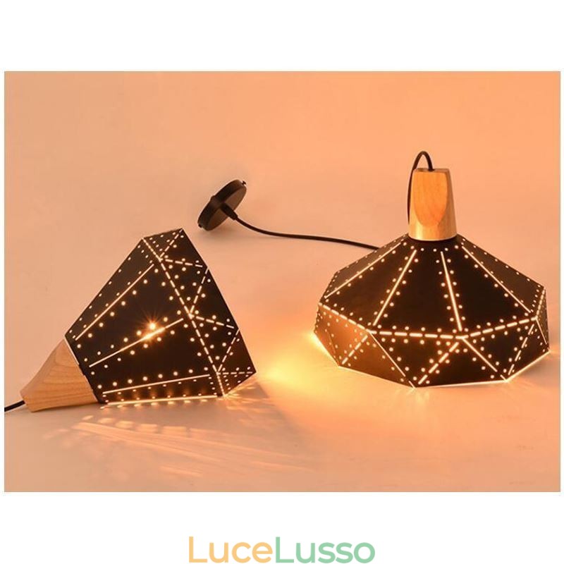 Lampada a sospensione retrò vintage industriale con paralume cavo