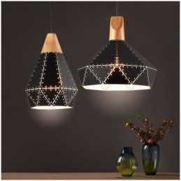 Lampada a sospensione retrò vintage industriale con paralume cavo