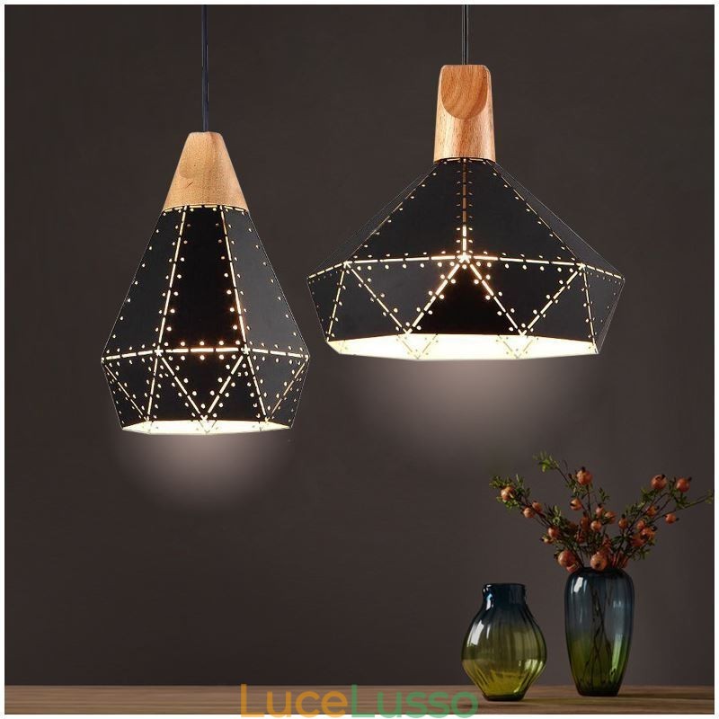 Lampada a sospensione retrò vintage industriale con paralume cavo