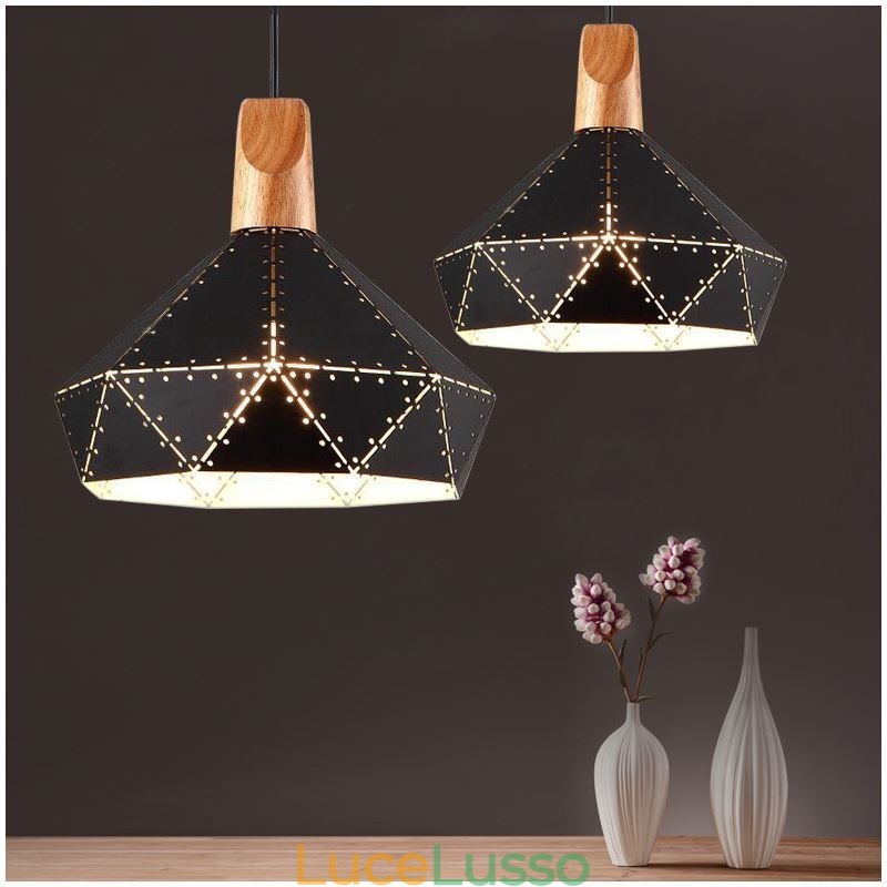 Lampada a sospensione retrò vintage industriale con paralume cavo