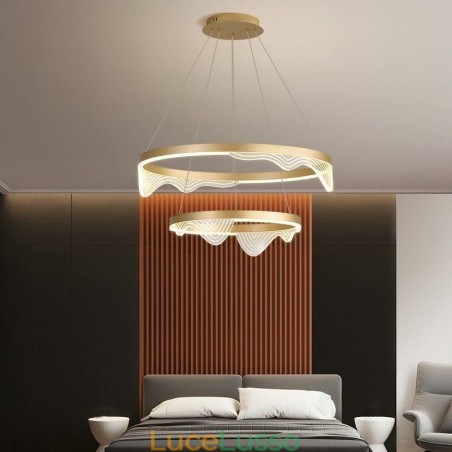 Lampada a sospensione Golden Wave Ripple Lampada da soffitto 2 luci Lampada a sospensione Golden Wave Ripple Lampada da soffitto 2 luci